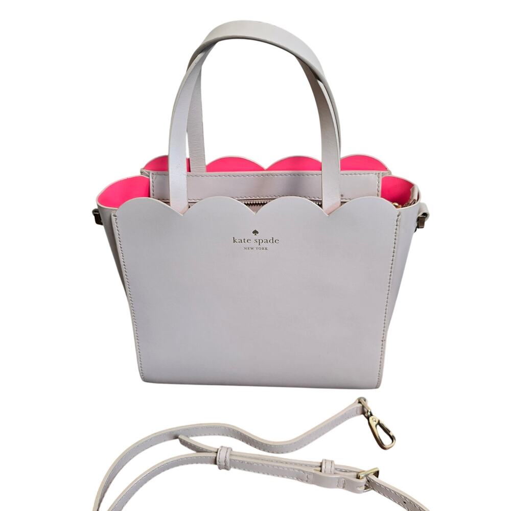 Kate Spade White and Pink Scalloped Shoulder Bag